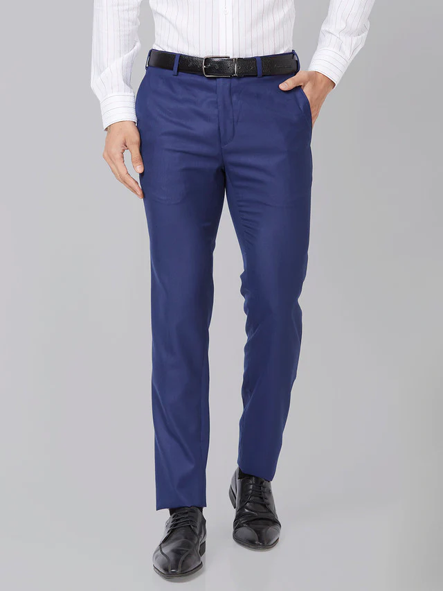 Raymond Blue Slim Fit Polyester Blend Trouser