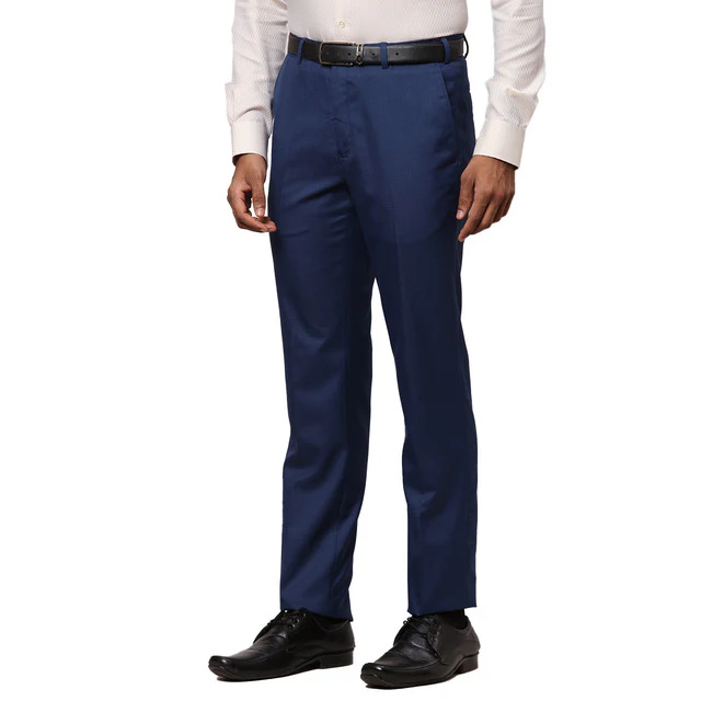 Raymond Men Blue Contemporary Fit Solid Trouser - Image 3