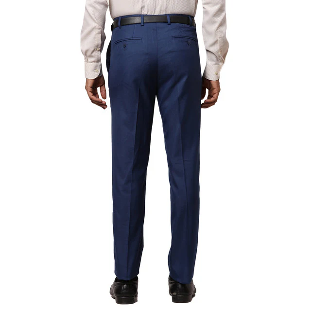 Raymond Men Blue Contemporary Fit Solid Trouser - Image 5