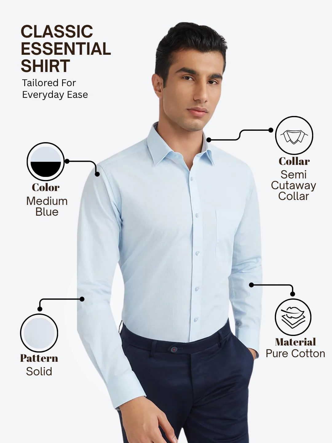 Raymond Men Blue Slim Fit Solid Formal Shirt - Image 4