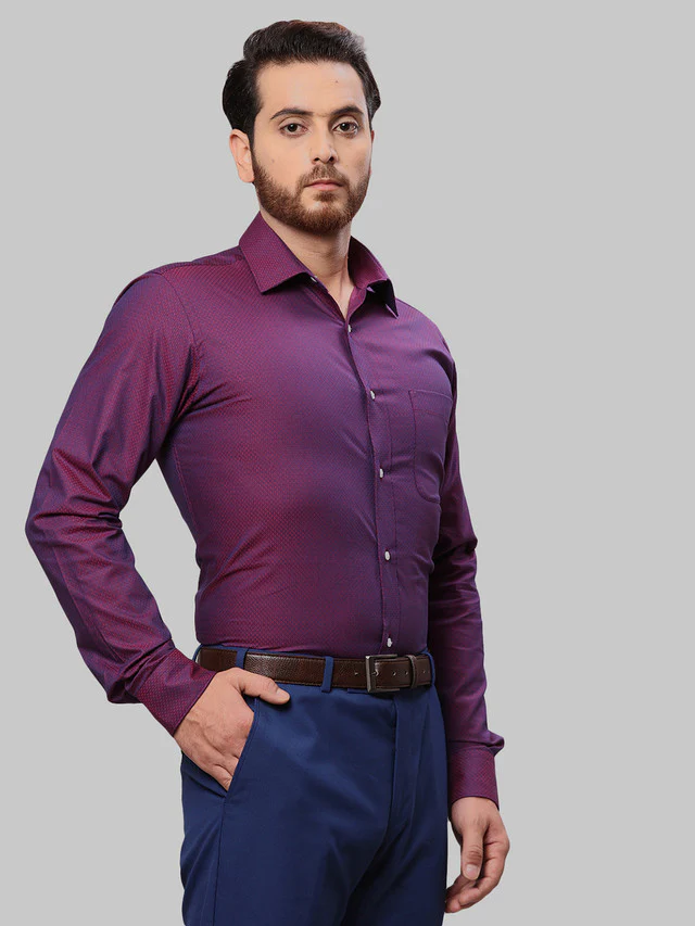 Raymond Blue Solid Slim Fit Cotton Formal Shirt - Image 2