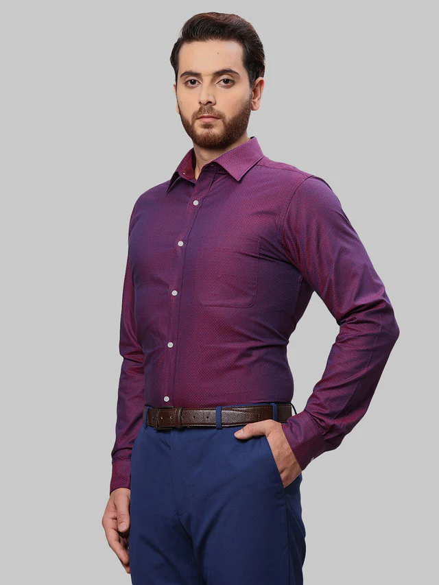 Raymond Blue Solid Slim Fit Cotton Formal Shirt - Image 3