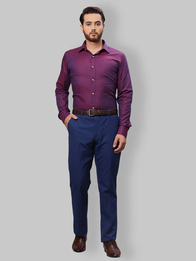 Raymond Blue Solid Slim Fit Cotton Formal Shirt - Image 5