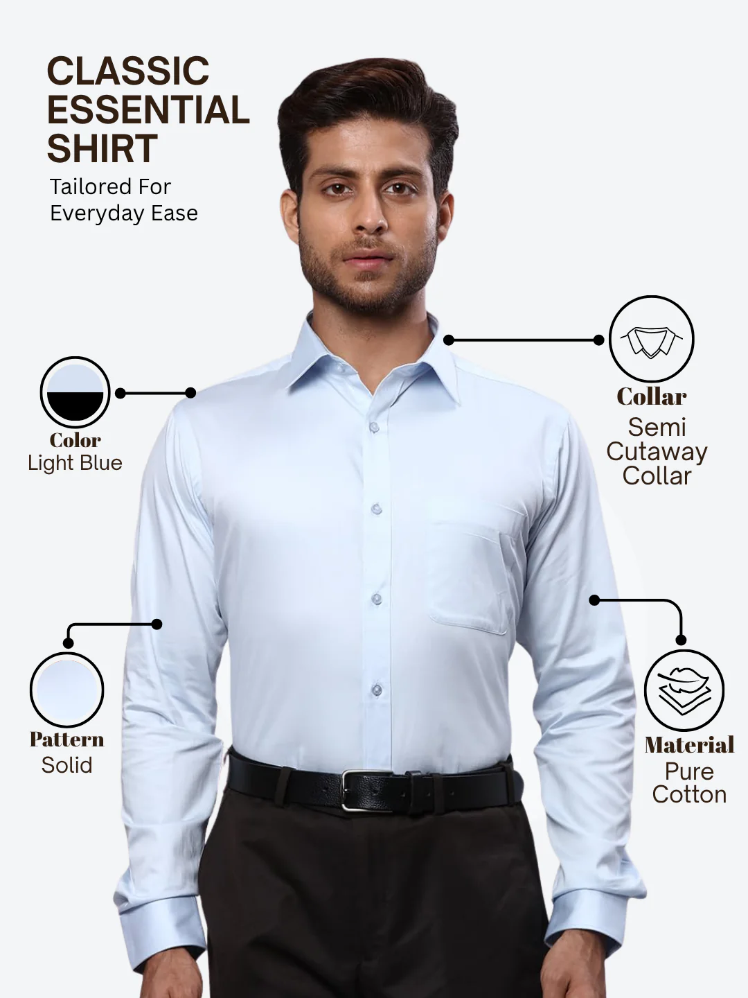 Raymond Men Blue Slim Fit Solid Formal Shirt - Image 4