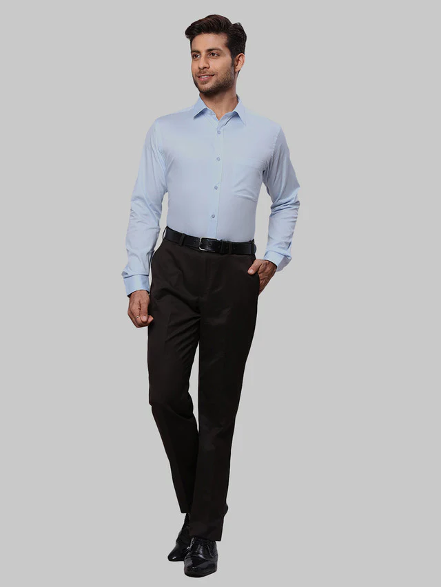 Raymond Men Blue Slim Fit Solid Formal Shirt - Image 6