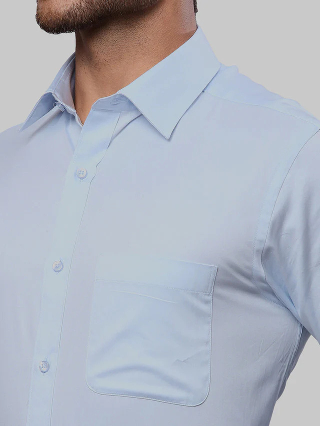 Raymond Men Blue Slim Fit Solid Formal Shirt - Image 7