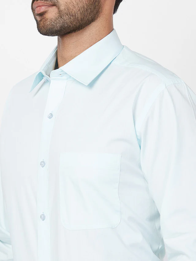 Raymond Blue Solid Slim Fit Cotton Formal Shirt - Image 6