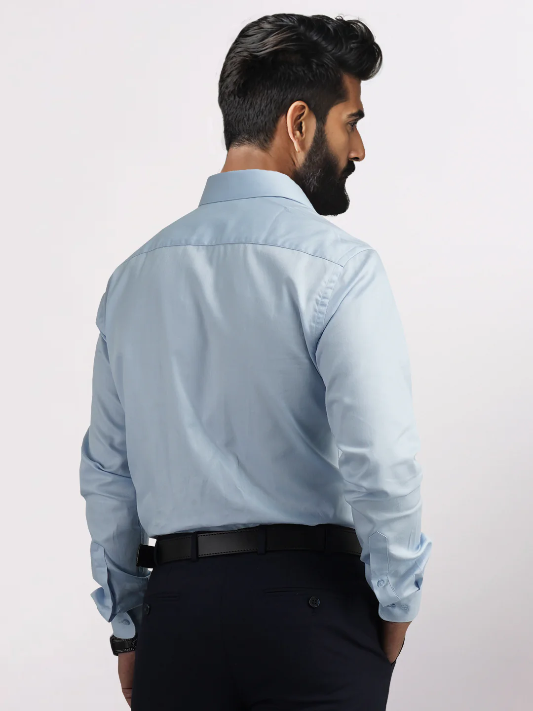 Raymond Blue Solid Slim Fit Cotton Formal Shirt - Image 2