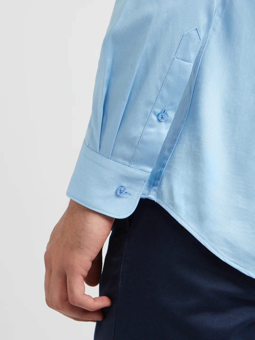 Raymond Blue Solid Slim Fit Full Sleeve Cotton Shirt - Image 8