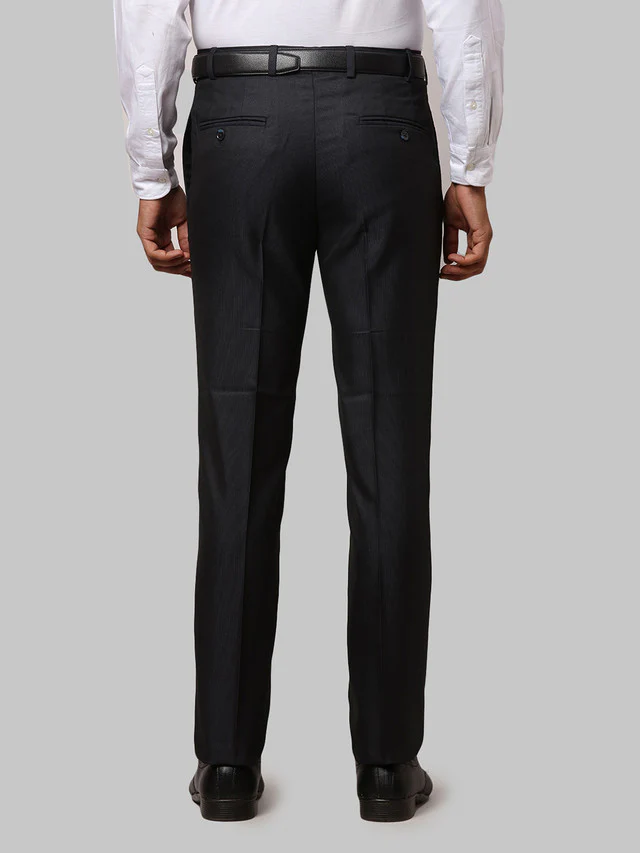 Raymond Blue Solid Slim Fit Polyester Blend Trouser - Image 4