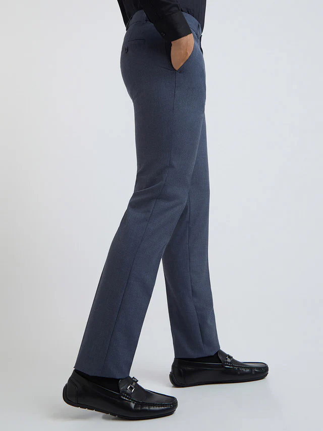 Raymond Blue Solid Slim Fit Polyester Blend Trouser - Image 2