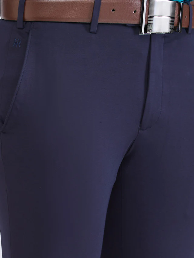 Raymond Blue Solid Slim Fit Terry Rayon Blend Trouser - Image 6