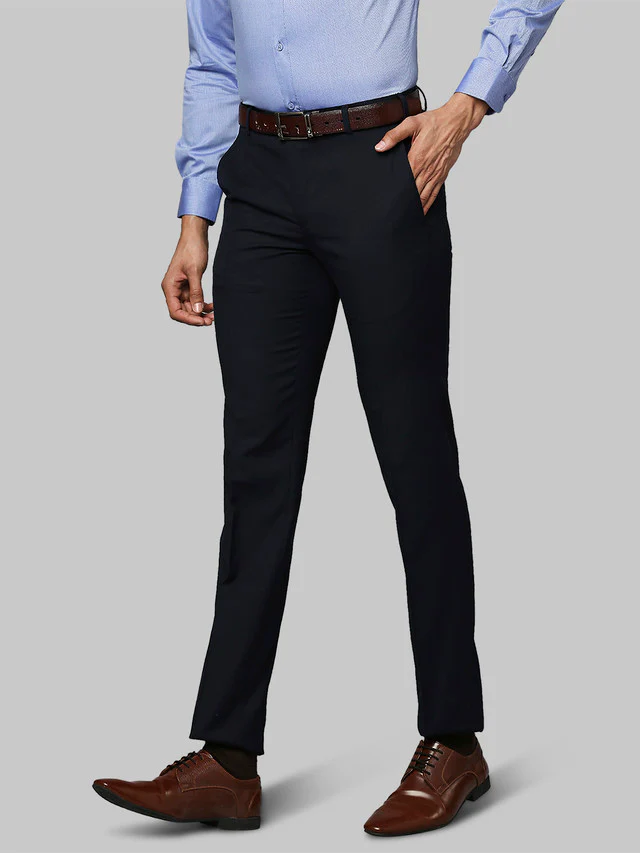Raymond Blue Solid Slim Fit Terylene Blend Trouser - Image 3