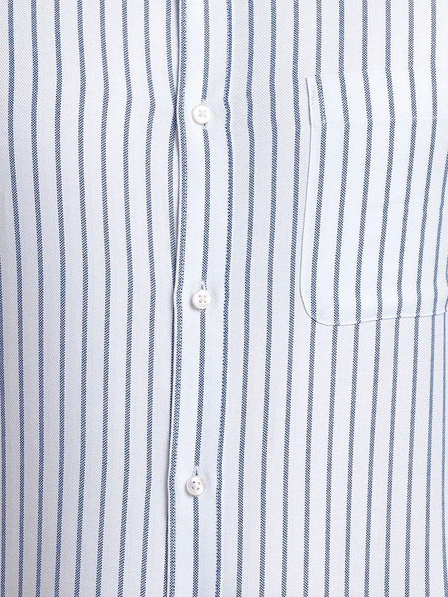 Raymond Blue Stripe Slim Fit Cotton Formal Shirt - Image 7