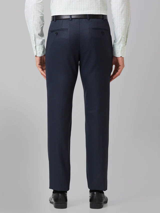 Raymond Blue Stripe Slim Fit Polyester Blend Trouser - Image 5