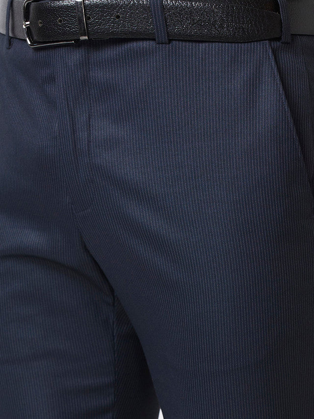 Raymond Blue Stripe Slim Fit Polyester Blend Trouser - Image 7