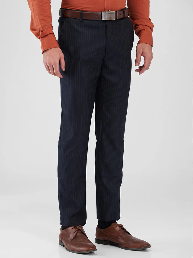 Raymond Blue Stripe Slim Fit Polyester Blend Trouser - Image 2