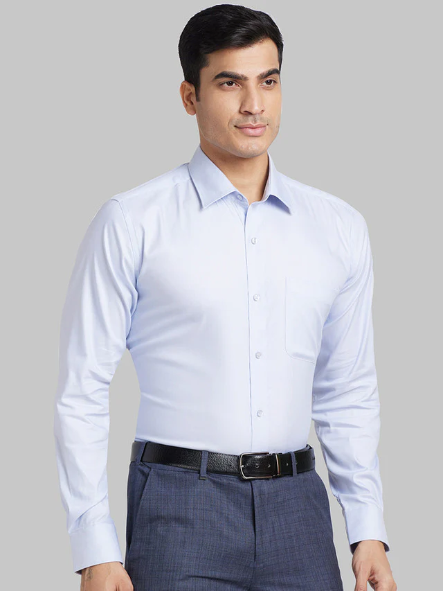 Raymond Blue Structure Contemporary Fit Cotton Blend Formal Shirt - Image 2