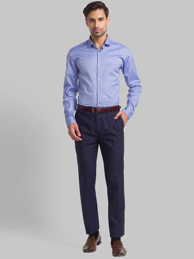 Raymond Blue Structure Contemporary Fit Cotton Casual Shirt - Image 5