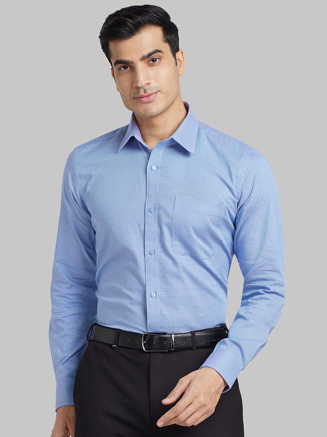 Raymond Blue Structure Contemporary Fit Cotton Formal Shirt