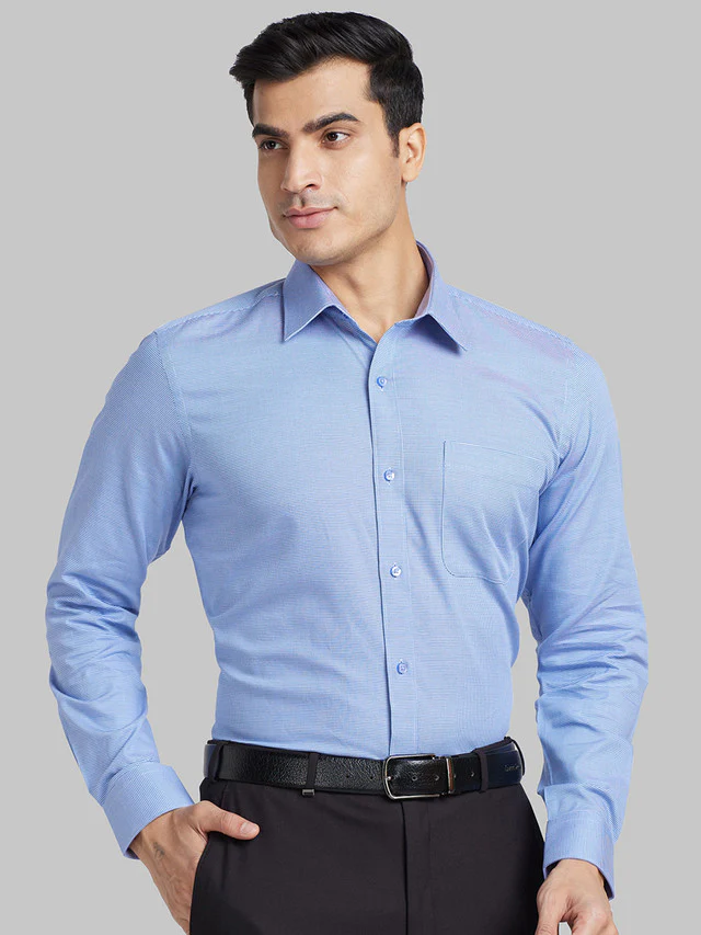 Raymond Blue Structure Contemporary Fit Cotton Formal Shirt - Image 2