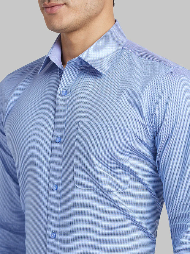 Raymond Blue Structure Contemporary Fit Cotton Formal Shirt - Image 6