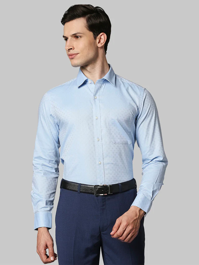 Raymond Blue Structure Contemporary Fit Cotton Formal Shirt