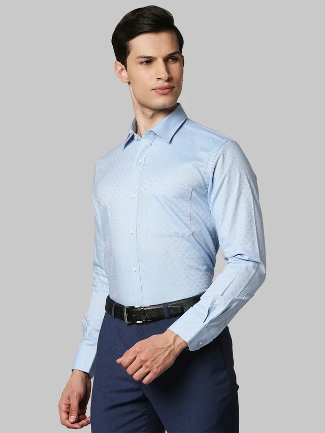 Raymond Blue Structure Contemporary Fit Cotton Formal Shirt - Image 3