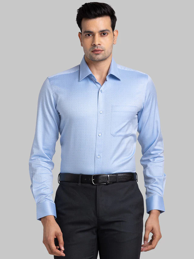 Raymond Blue Structure Contemporary Fit Cotton Formal Shirt