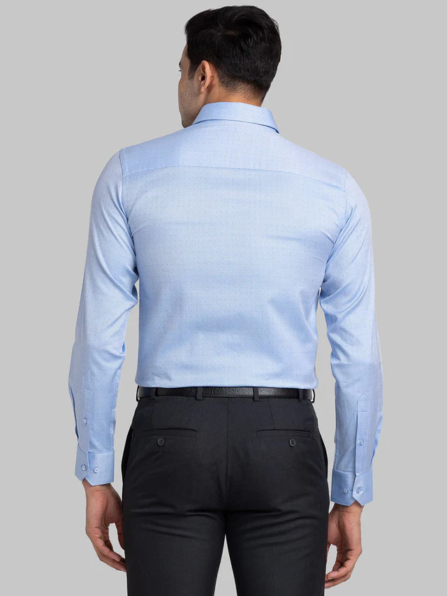 Raymond Blue Structure Contemporary Fit Cotton Formal Shirt - Image 4