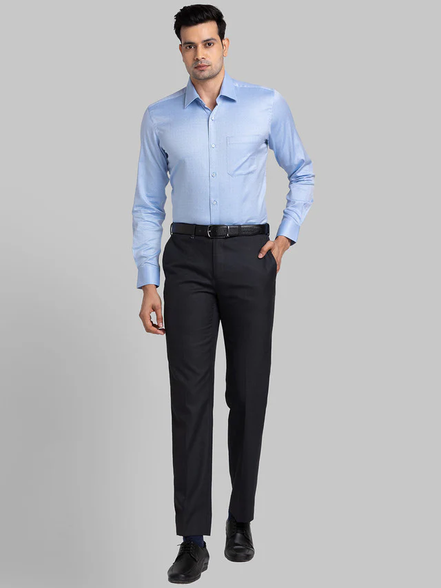 Raymond Blue Structure Contemporary Fit Cotton Formal Shirt - Image 5