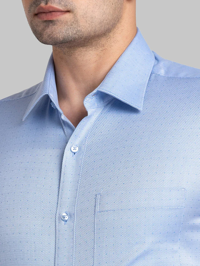 Raymond Blue Structure Contemporary Fit Cotton Formal Shirt - Image 6