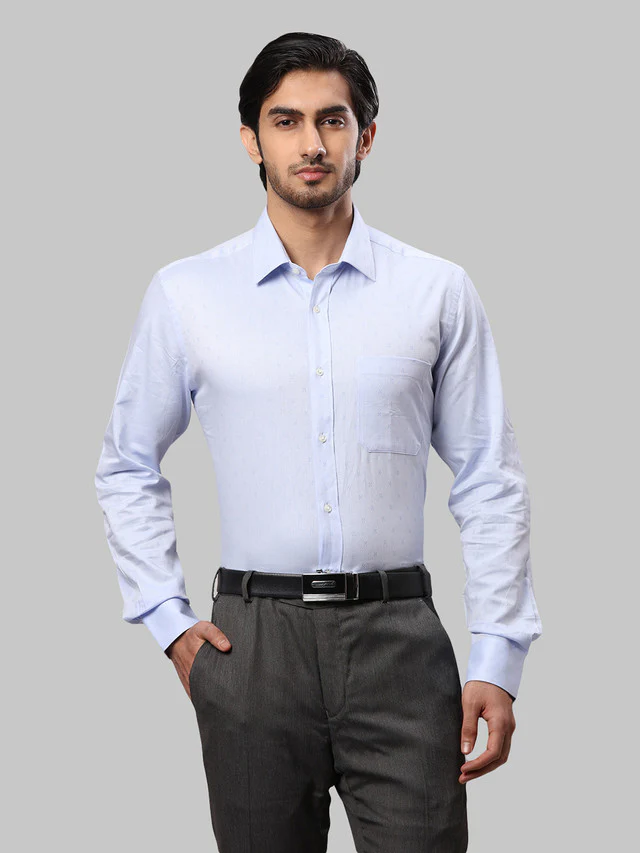 Raymond Blue Structure Contemporary Fit Cotton Formal Shirt