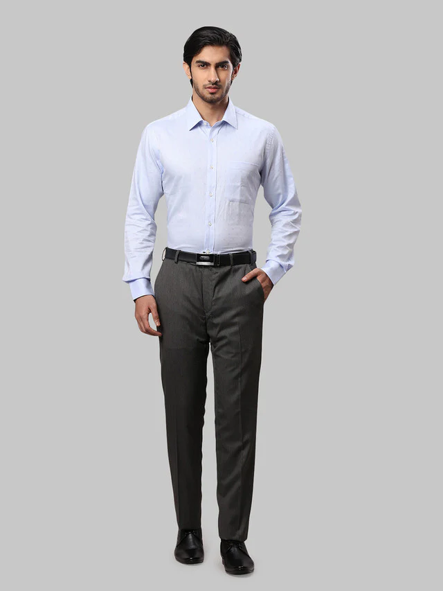 Raymond Blue Structure Contemporary Fit Cotton Formal Shirt - Image 5