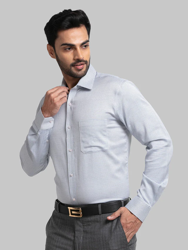 Raymond Blue Structure Contemporary Fit Cotton Formal Shirt - Image 3