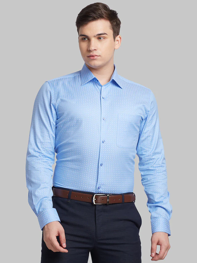 Raymond Blue Structure Contemporary Fit Cotton Formal Shirt
