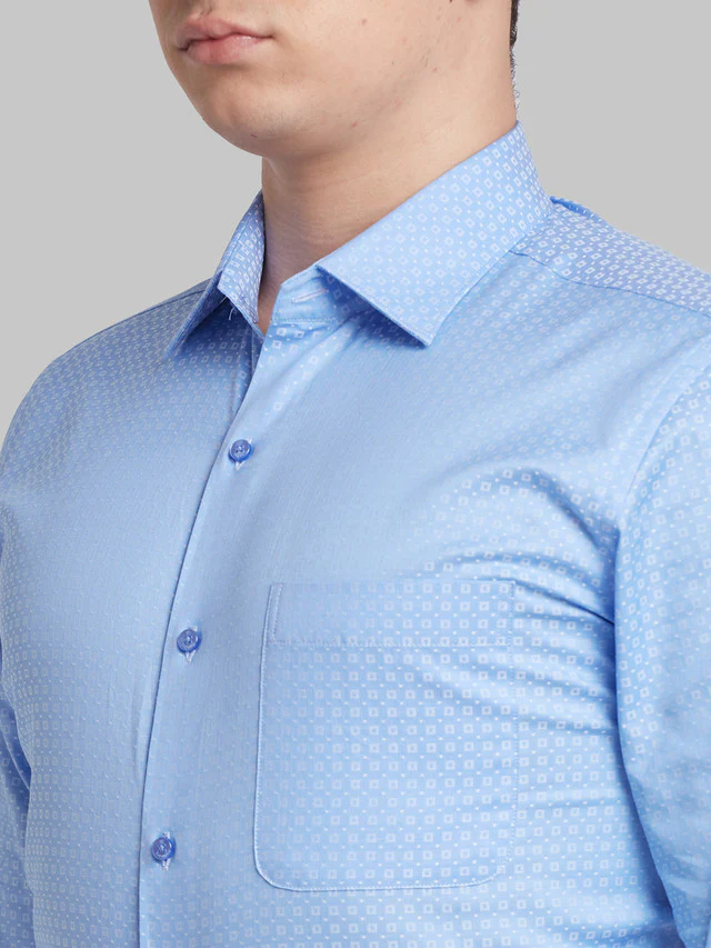 Raymond Blue Structure Contemporary Fit Cotton Formal Shirt - Image 6
