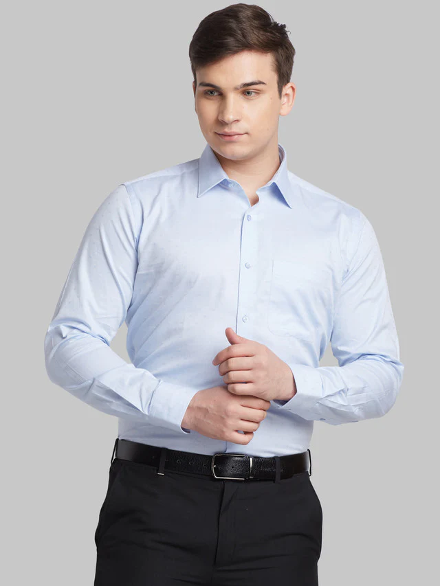 Raymond Blue Structure Contemporary Fit Cotton Formal Shirt