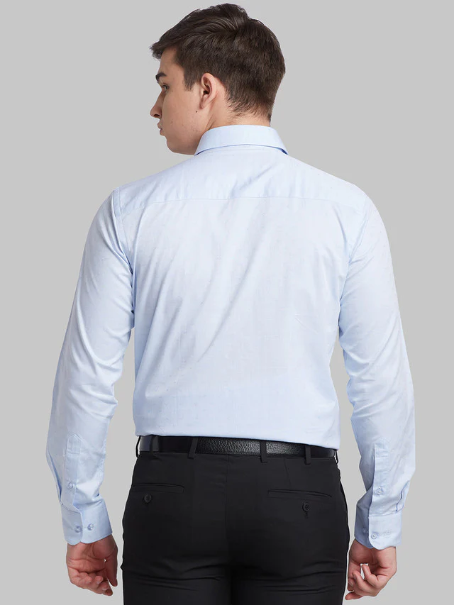 Raymond Blue Structure Contemporary Fit Cotton Formal Shirt - Image 4