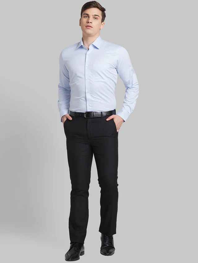 Raymond Blue Structure Contemporary Fit Cotton Formal Shirt - Image 5