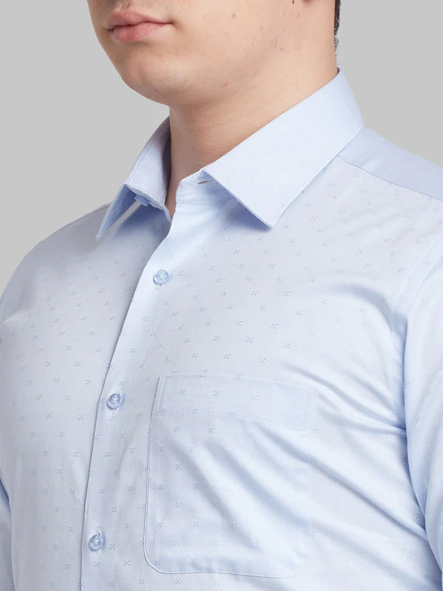Raymond Blue Structure Contemporary Fit Cotton Formal Shirt - Image 6