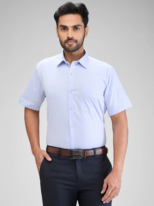 Raymond Blue Structure Contemporary Fit Cotton Formal Shirt