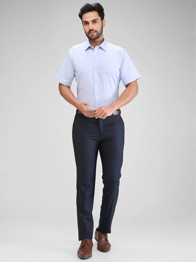 Raymond Blue Structure Contemporary Fit Cotton Formal Shirt - Image 5