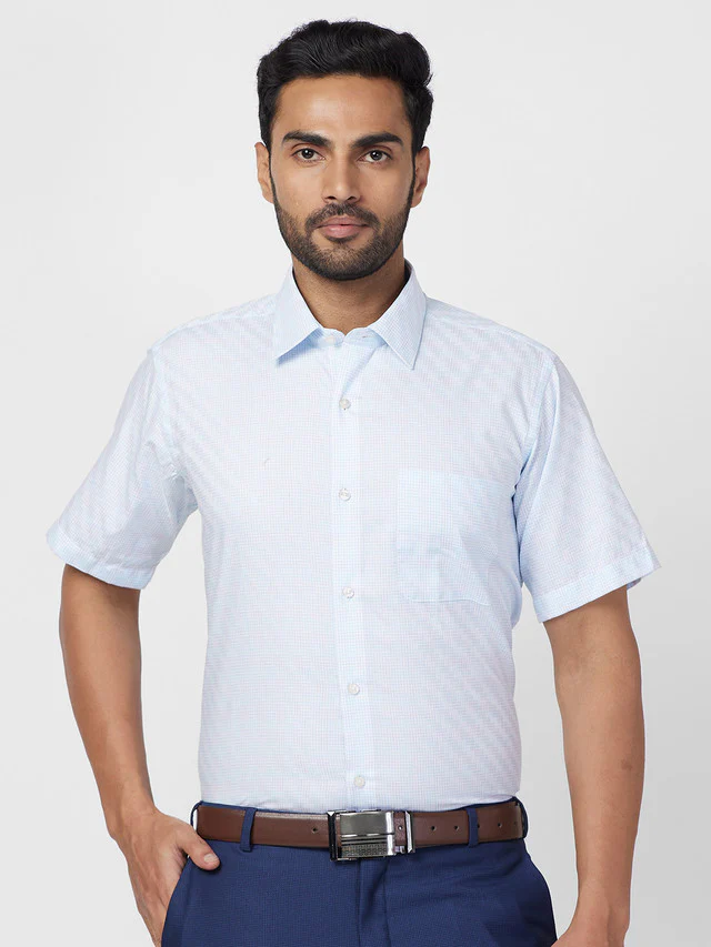 Raymond Blue Structure Contemporary Fit Full Sleeve Cotton Shirt