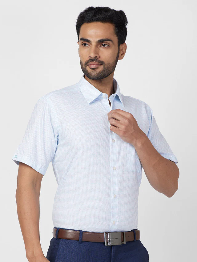Raymond Blue Structure Contemporary Fit Full Sleeve Cotton Shirt - Image 2