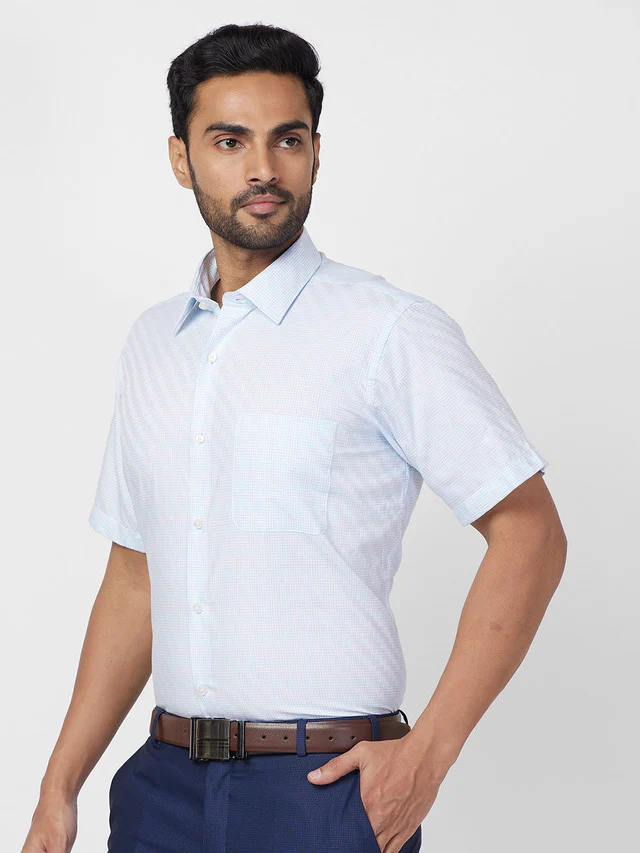 Raymond Blue Structure Contemporary Fit Full Sleeve Cotton Shirt - Image 3