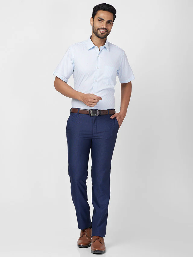 Raymond Blue Structure Contemporary Fit Full Sleeve Cotton Shirt - Image 5