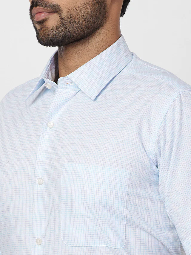 Raymond Blue Structure Contemporary Fit Full Sleeve Cotton Shirt - Image 6