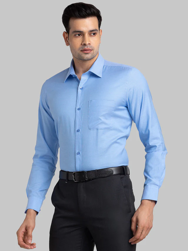 Raymond Blue Structure Contemporary Fit Full Sleeve Cotton Shirt - Image 3