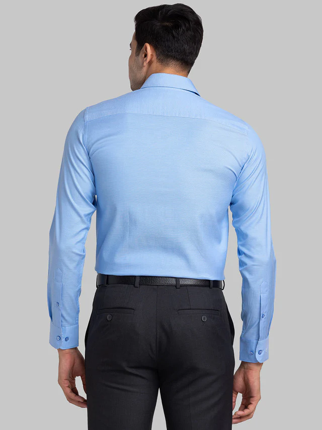 Raymond Blue Structure Contemporary Fit Full Sleeve Cotton Shirt - Image 4